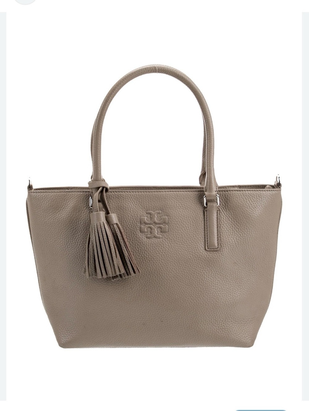 TORY BURCH Thea Convertible Leather Tote, gray - Picture 4 of 11